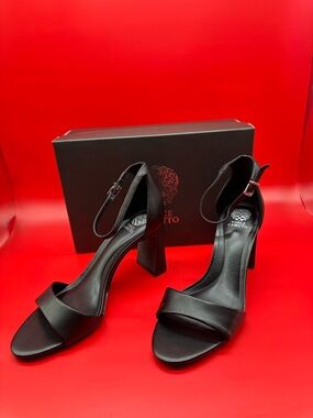 Vince Camuto Black Ankle-Strap Block Heels